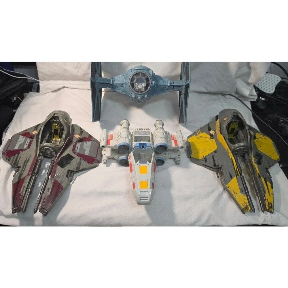 Star Wars Vehicle Lot TIE Fighter Y-Wing Jedi Starfighters Parts Loose Vehicles